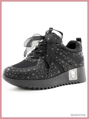 Glitter Rhinestone Sneakers Platform Wedge High Top Bride Dress Shoes